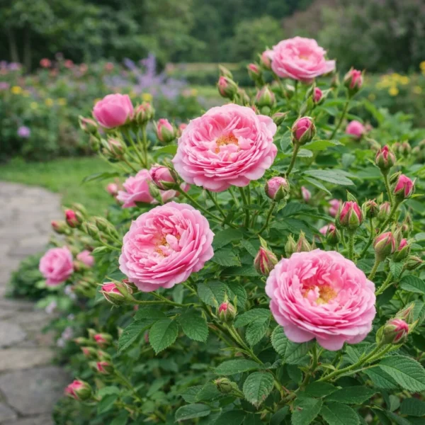 Damask Rose (Rosa damascena) plant