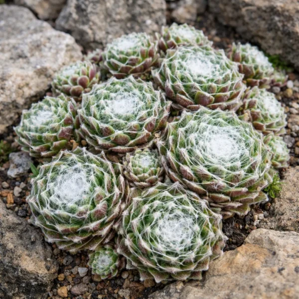Hens and Chicks (Sempervivum arachnoideum) plant