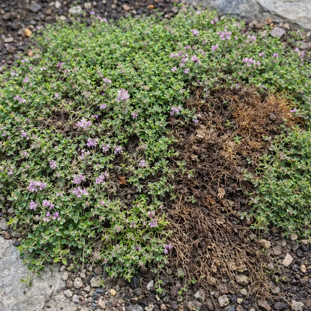 Creeping Thyme Turning Brown and Dying in Patches