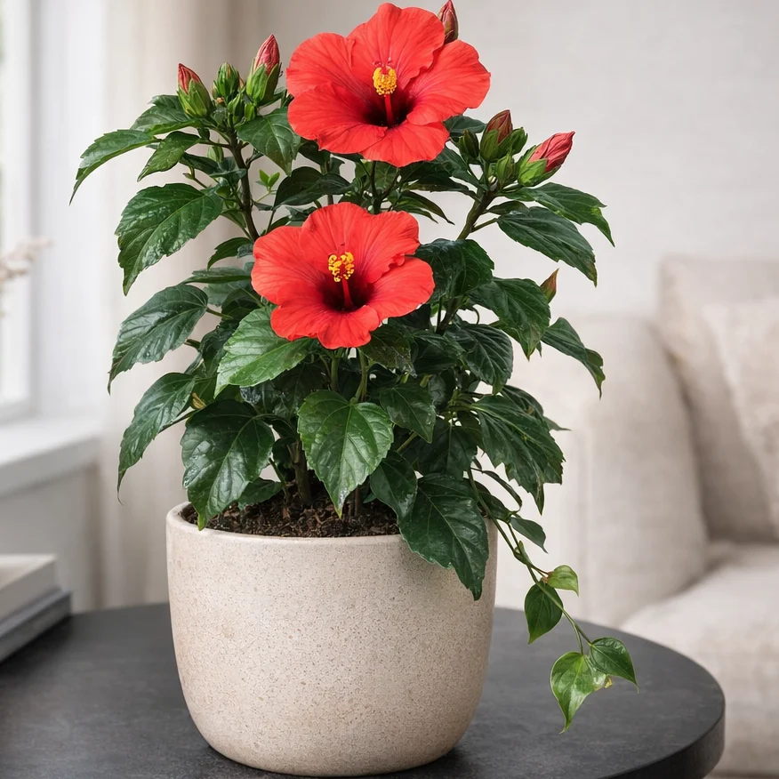 Hibiscus rosa-sinensis (indoor) plant